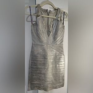 Herve Leger metallic mini dress